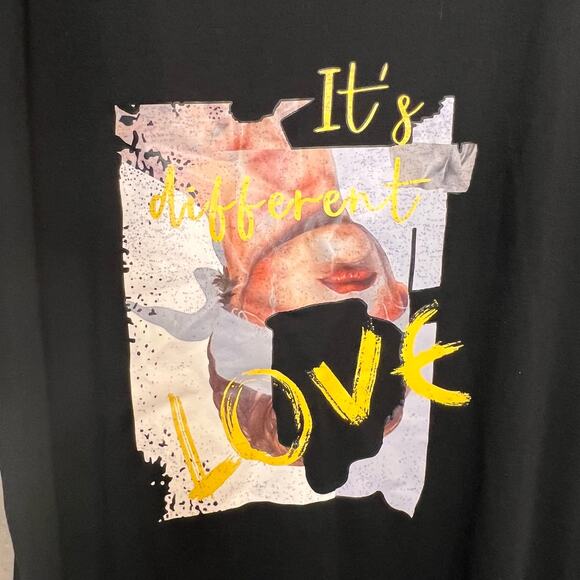 SHEIN It's Different Love Slogan Graphic Drop Shoulder Oversized Shirt Small - Picture 6 of 10